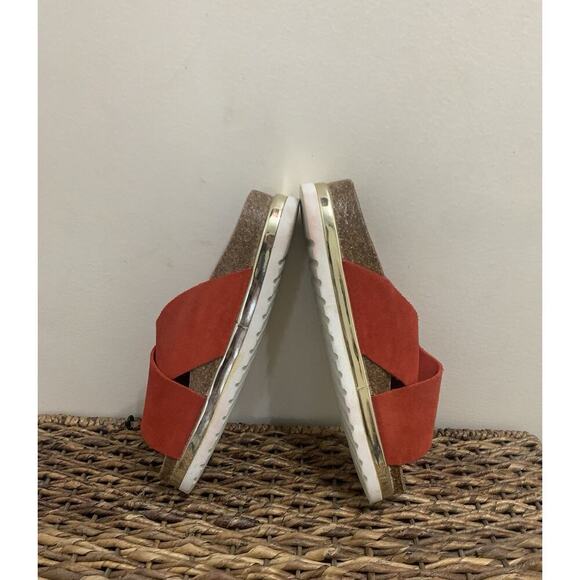 Vero Moda Red Slides Made In Spain Comfort Leather Spring Summer 7.5 /8 - Picture 2 of 8